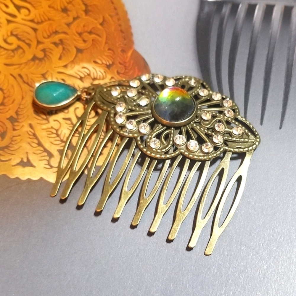 MzMax Creations! "Opulent Grace" OOAK Vintage Encrusted Hair Jewelry